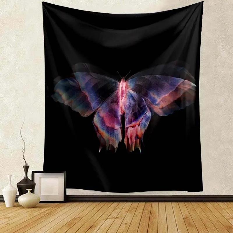 Exquisite Black Butterfly Print Tapestry Women Room  Fabric Decoration Wall Covering