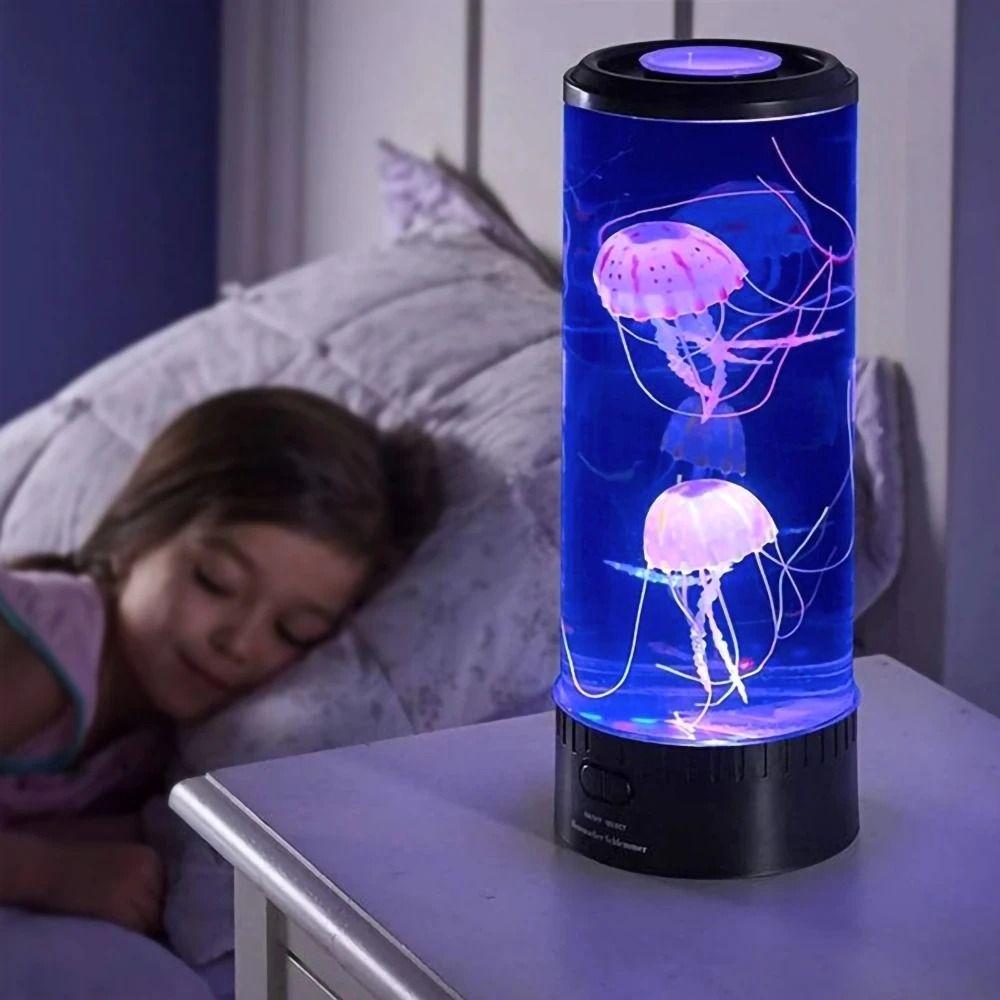 Acrylic LED Jellyfish Night Light 7-Color Changing Jellyfish Lava Lamp Bedroom