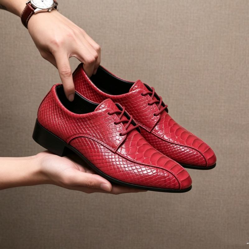 40-50 Men's Business Casual Leather Shoes 2026 Spring and Autumn Men's Snake Glossy Surface