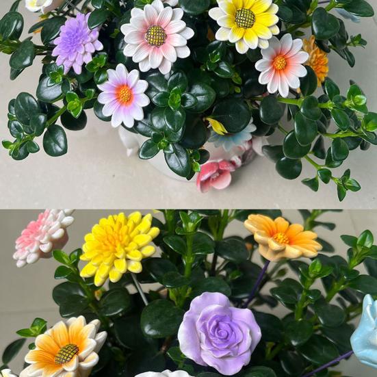 5Pcs Fake Flower Insert Weather-Resistant Resin Artificial Flower Stress-Relief Indoor Outdoor Home Garden Ornament