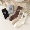 Bow-patterned Mid-calf Socks for Women Thin and Breathable for Spring and Summer Ballet-style Solid-colored Long Socks for Women In Summer