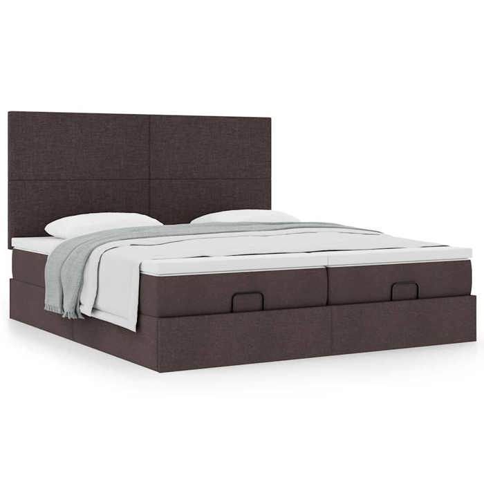 Maison Exclusive - Cadre de lit ottoman avec matelas marron foncé 180x200 cm tissu