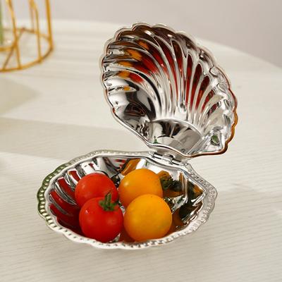 304 Stainless Steel Shell Shaped Dessert Dish Retro Rust-proof Condiment Plate Decorative French Style Jewelry Storage Tray