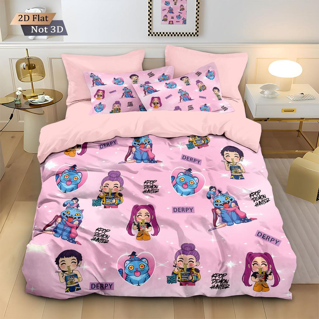 3Pcs K-Pop Hunting Witch Demon Bedding Set Duvet Cover Set Pillowcases Bed Linen Modern Home Textile Soft Bed Cover For Home