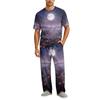 Men's Short Sleeve Pajama Set with Button Fly and Elastic Drawstring Waist - and Sleepwear