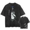 Gojo Satoru Jujutsu Kaisen Herren Washed 100% Baumwolle T-Shirt Sommer Lässig Kurzarm T-Shirt
