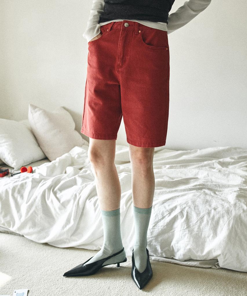 Banwonateullie P3281 Washed Bermuda Pants_Red