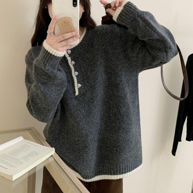 

Женский осенне-зимний серый свитер с круглым вырезом, ленивый нежный стиль, универсальный вязаный топ для ношения под верхнюю одежду или отдельно. XL