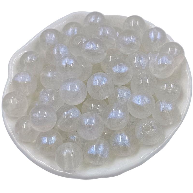 50Pcs Round Fluorescent Scattered Beads Fashion Pendant Bracelet Necklace Two-color Group Acrylic Handmade Materials 10mm Jewelry Making