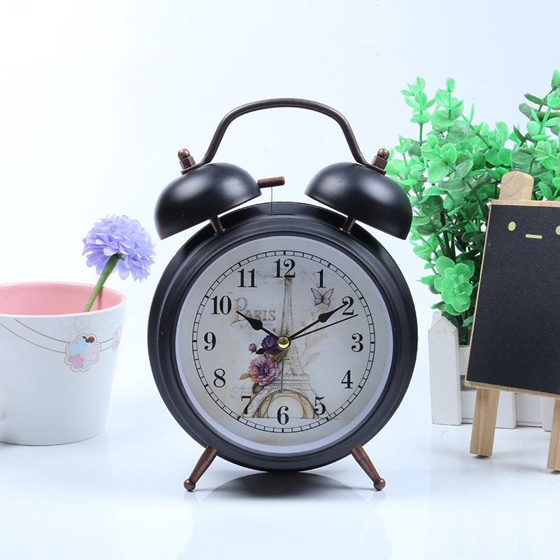 1 inch metal spray paint white surface alarm clock night light creative bell children's school clock
