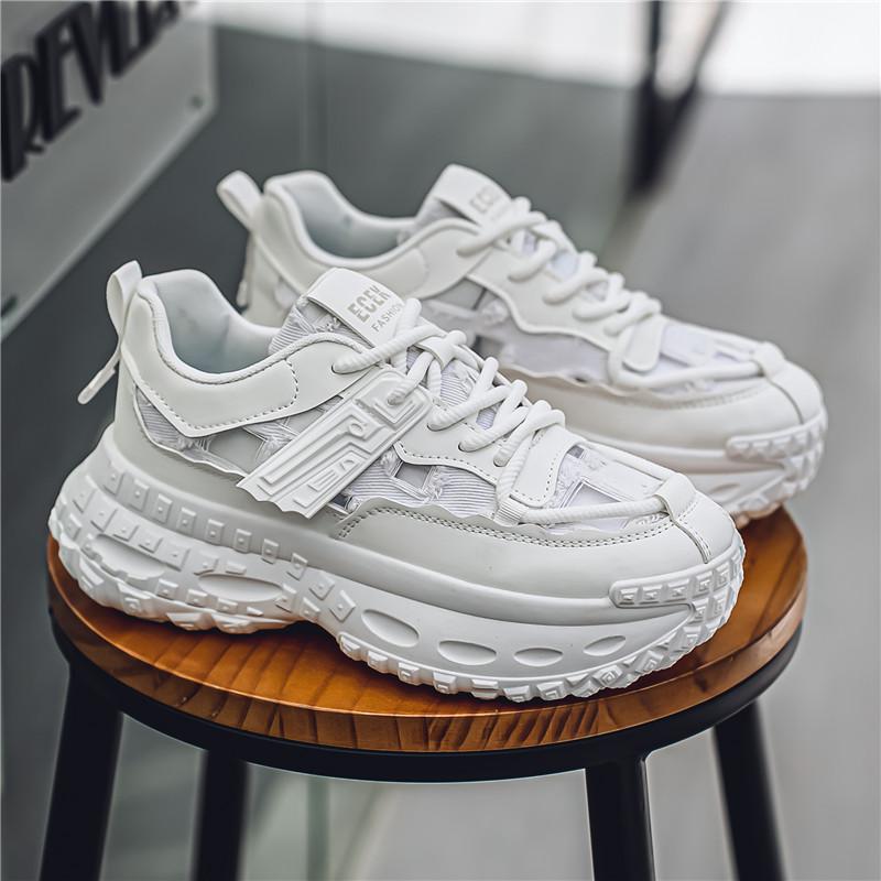 

Men s shoes live stream casual shoes soft denim broken surface breathable running sneakers personalized beggar dad shoes tide 44 білий