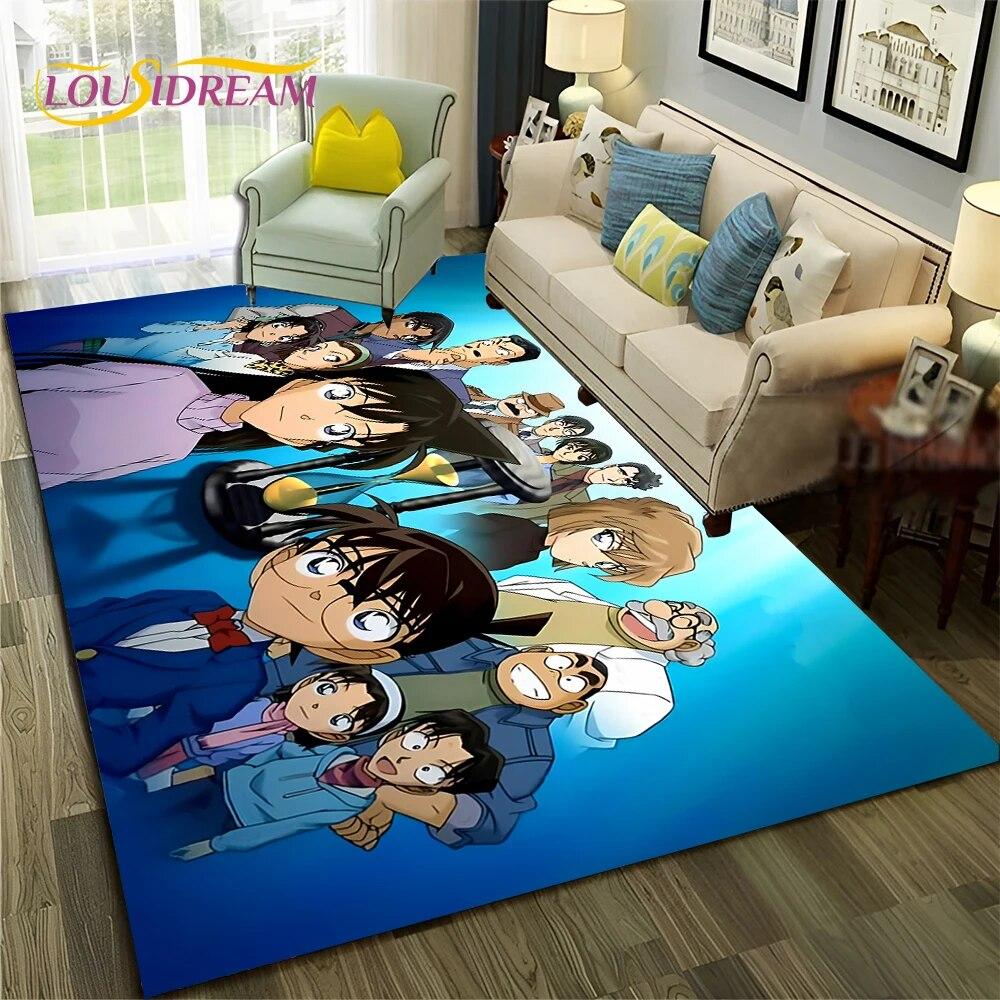 Cartoon HD Detective Conan Anime 3D Carpet Rug for Home Living Room Bedroom Sofa Doormat Decor,Child Area Rug Non-slip Floor Mat