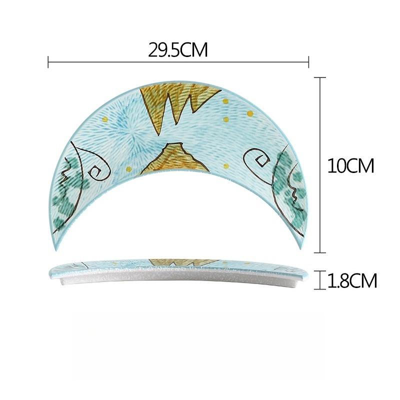 

1 шт. Креативная керамическая японская тарелка Тарелка для суши Лунная тарелка Японская посуда для сашими Бытовая одинарная тарелка