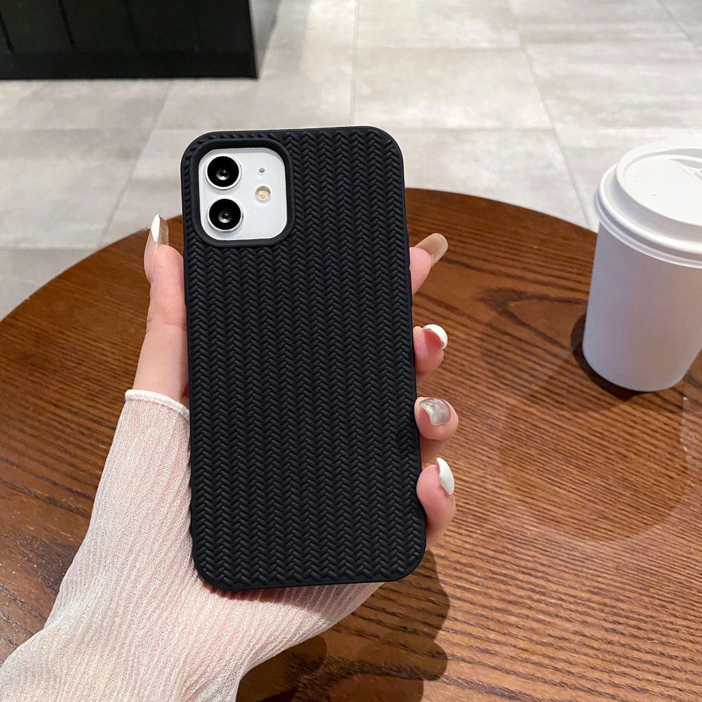 Weaving Pattern Suitable for IPhone16 High end Sense 13 Anti Fall 12 Large Holes 14 Business Simple Xr Apple 15 Mobile Phone Case