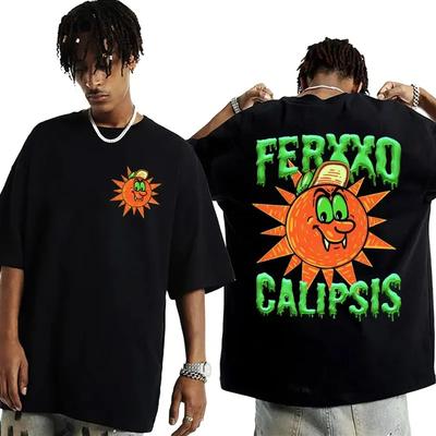 Rapper Feid Ferxxocalipsis Dünya Turnesi Tişört Erkek Kadın Harajuku Hip Hop Tarzı Tişörtler Yaz %100 Pamuk Tişört Üstler