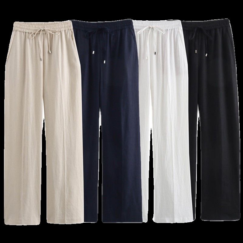 Fashion Style 2024 Summer New Arrival Women's Clothing High Waist Slimming All-Matching Linen Straight Pants Pants 9929040
