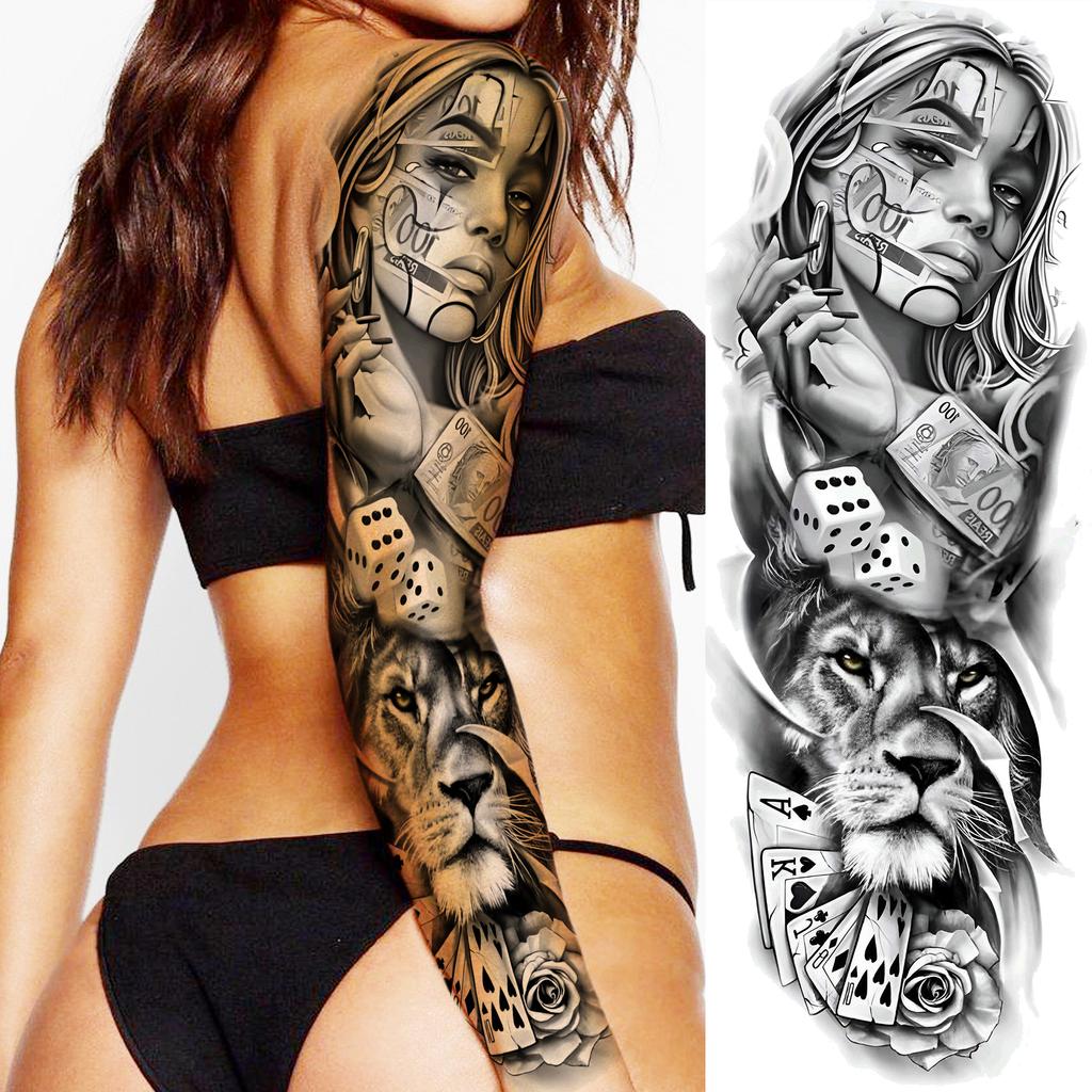 1 Sheet Full Arm Robber Gangster Temporary Tattoos For Men Women Waterproof  Tatoo Sleeve Realistic Bad Guy Fake Tattoos Sticker