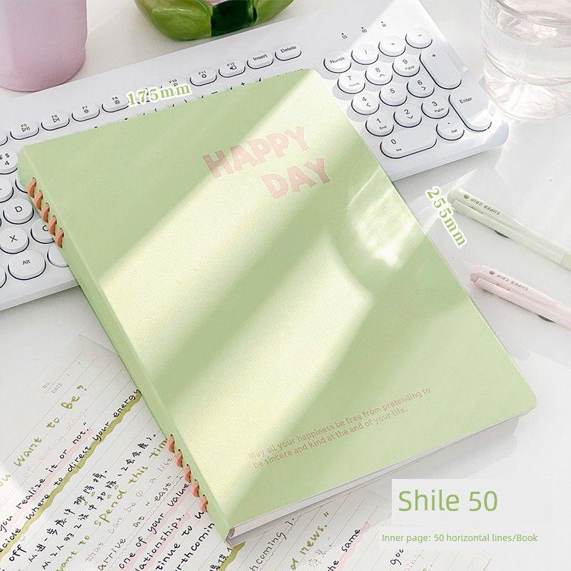 

Grade Three Class Two Non-Chrome Hand 10-Hole Loose Spiral Notebook Good-looking Removable Large Capacity Student Notebook Notepad Guava 50
