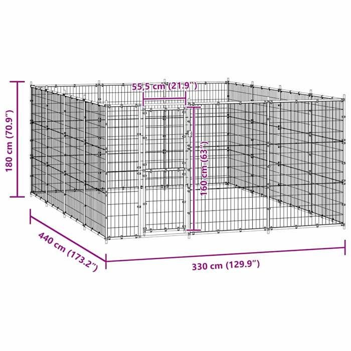 VidaXL Außenzwinger Stahl 14,52 m²