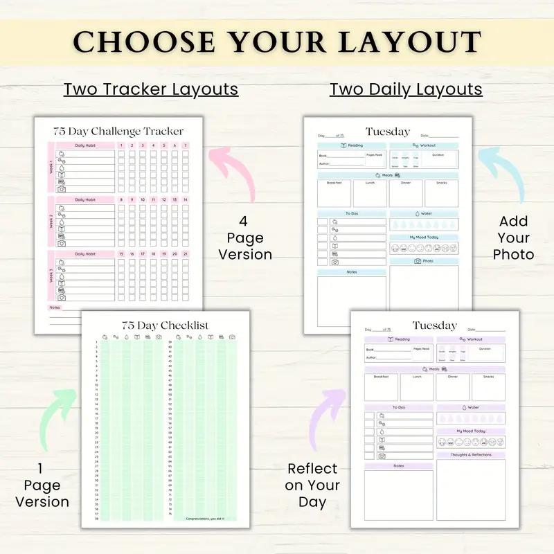 75-Day Fitness Challenge Planner Ultimate Fitness & Weight Loss Tracker Spiral-Bound Workout Log For Health & Wellness