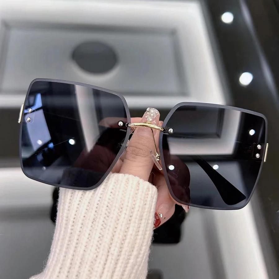 Oversized Vintage Square Sunglasses Women Brand Designer Mirror Sun Glasses Female Fashion Retro Gradient