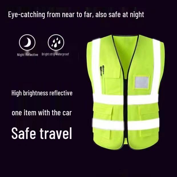 Children's Multi-Pocket Reflective Mesh Vest for Road Construction Sites
