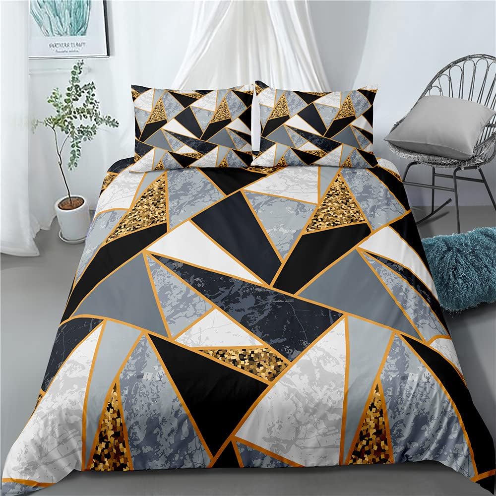 Comforter Marble Twin Queen Microfiber Geometric Bedding Set Modern Luxury Abstract Triangle Comforter For Girls Women