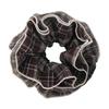 Retro Large Double Layer Plaid Lace Hair Scrunchies Brown Headbands Womens Elegant Hair Tie Girl Hair Rope Rubber Band Headdress