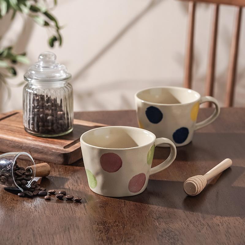 Keramikfarbe gepunktete Tasse Haushalt Kaffeetasse ins Japanische Terrakotta handbemalt handbemalt