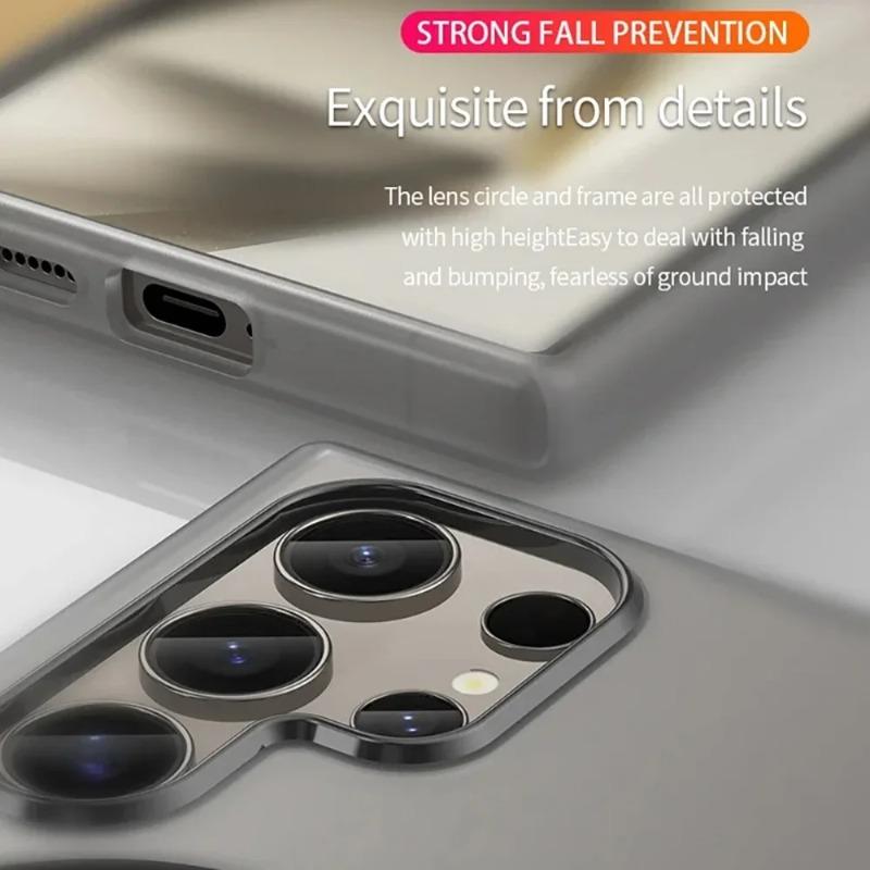 For Magsafe Matte Candy Wrist Strap Phone Cases For Samsung Galaxy S25 S24 Ultra Plus S24 FE Lanyard Magnetic Shockproof Cover