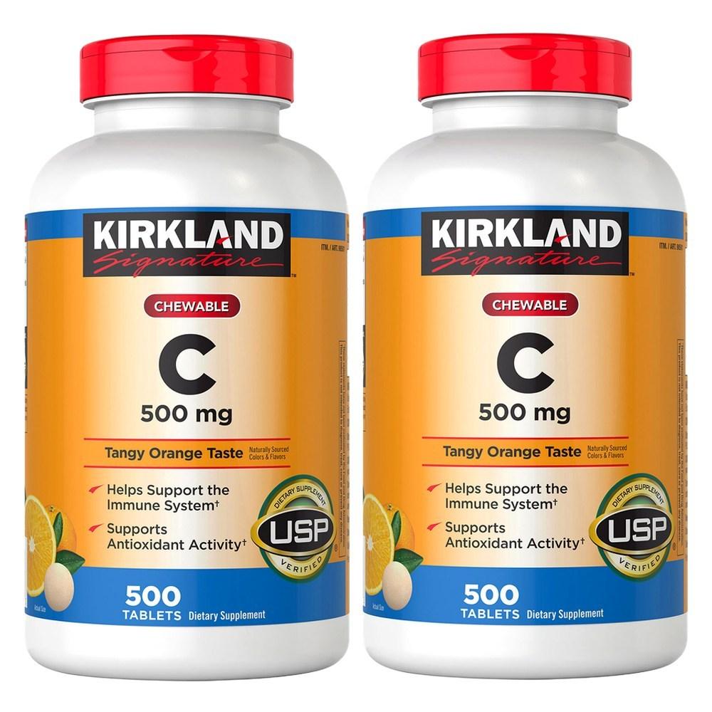 ויטמין C לעיסה Kirkland 500 מ"ג 500 טבליות 2 יחידות
