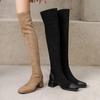 Korean version of the new suede over-knee boots solid color round head square heel sleeve leather boots autumn and winter comfortable rubber sole Mar