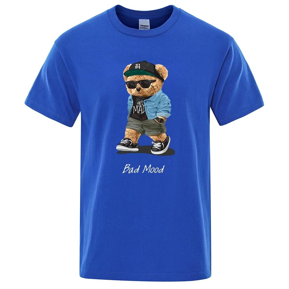 Men's Summer Casual T-Shirt Silent Teddy Bear Print Short Sleeve Shirt Hip Hop Loose Harajuku  Versized T Shirt Graphic T Shirts
