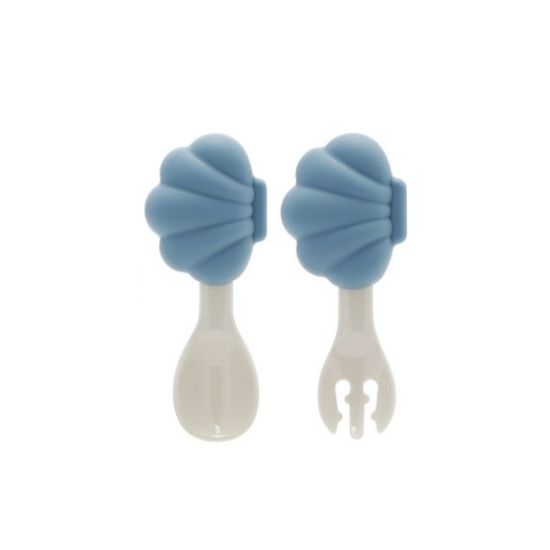 Edison Mini Shell Self-Feeding Silicone Spoon & Fork Set with Case