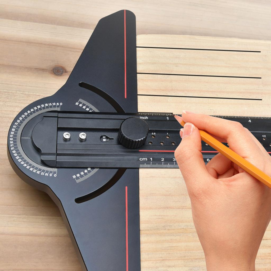 Winkelmesser Aluminium Winkelmesser T-Lineal Holzbearbeitung Anreißer Markierungslineal Multifunktionaler Winkelmesser für den Bau