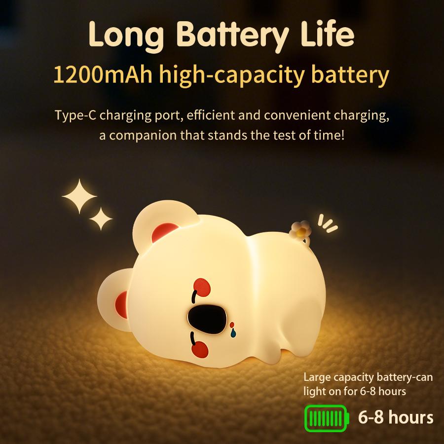 Cute LED Night Light Koala Silicone Touch Bedside Nightlight USB Rechargeable Timing For Kids Birthday Gift Bedroom Decoration