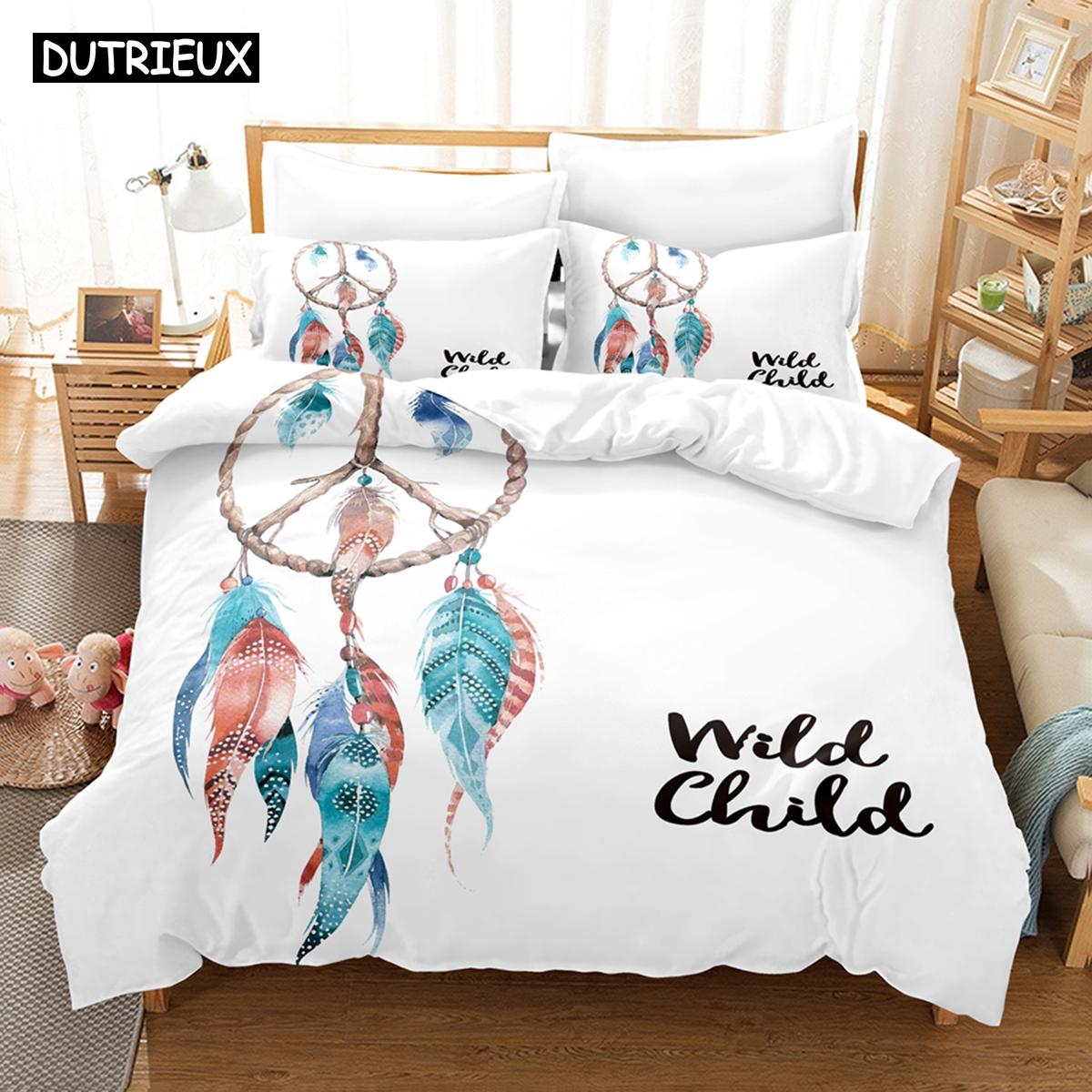 

3D Printed Dream Catcher Bedding Set King Size Down Quilt Cover With Pillowcase Soft Comfortable EU single(135x200cm)