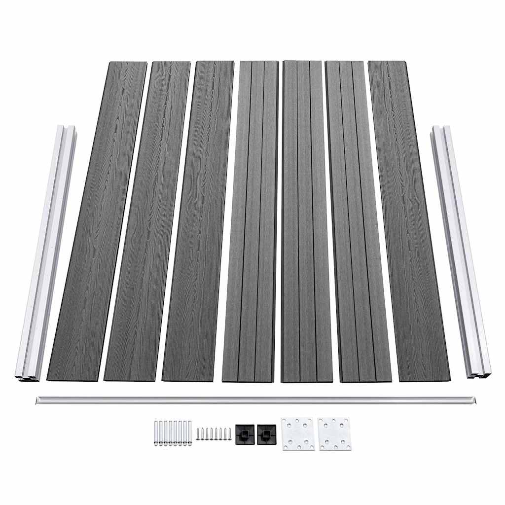 Fence Panel Set WPC 699x146 Cm Grey