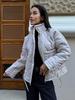2025 Women's European/American Casual Stand-up Collar Cotton-padded Jacket - Solid Color & Tie-up Design for Winter Warmth
