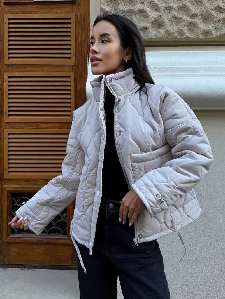 2025 Women's European/American Casual Stand-up Collar Cotton-padded Jacket - Solid Color & Tie-up Design for Winter Warmth