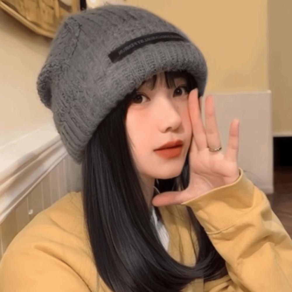 14 inch Beanie Hat Hairpiece Knitted Cap Warm Ski Hat Wigs for Autumn and Winter