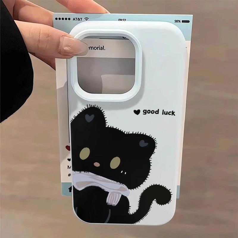 Scarf Black Cat Applicable Apple iPhone17 Mobile Phone Case 15 Glutinous Rice 14 Liquid 16 Cute 12 Large Hole 13 Women's