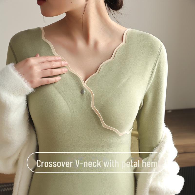 Autumn & Winter Thermal Maternity Nursing Set: Includes Chest-Pad Top & Pants in German Velvet