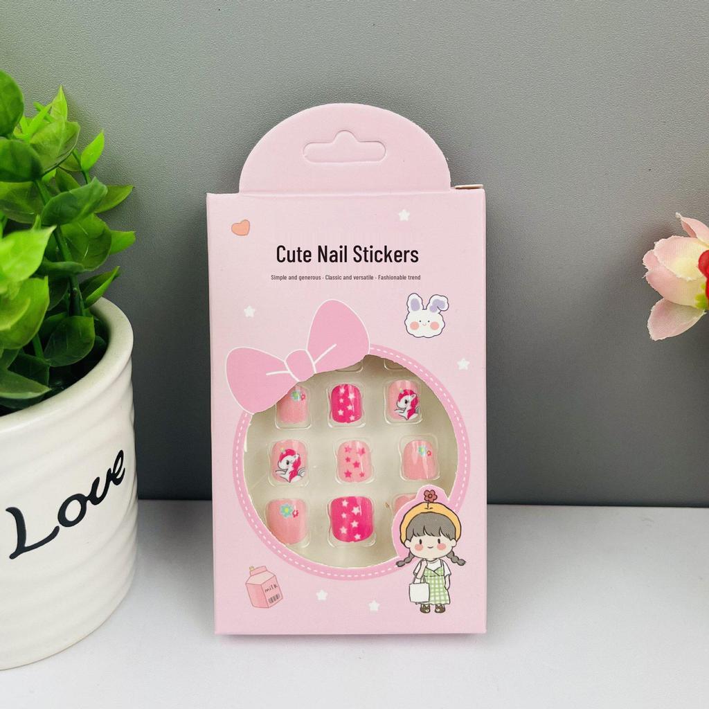 Children's Wearable Custom Nail Stickers - Cute European & American Jelly Glue Fingernail Tips