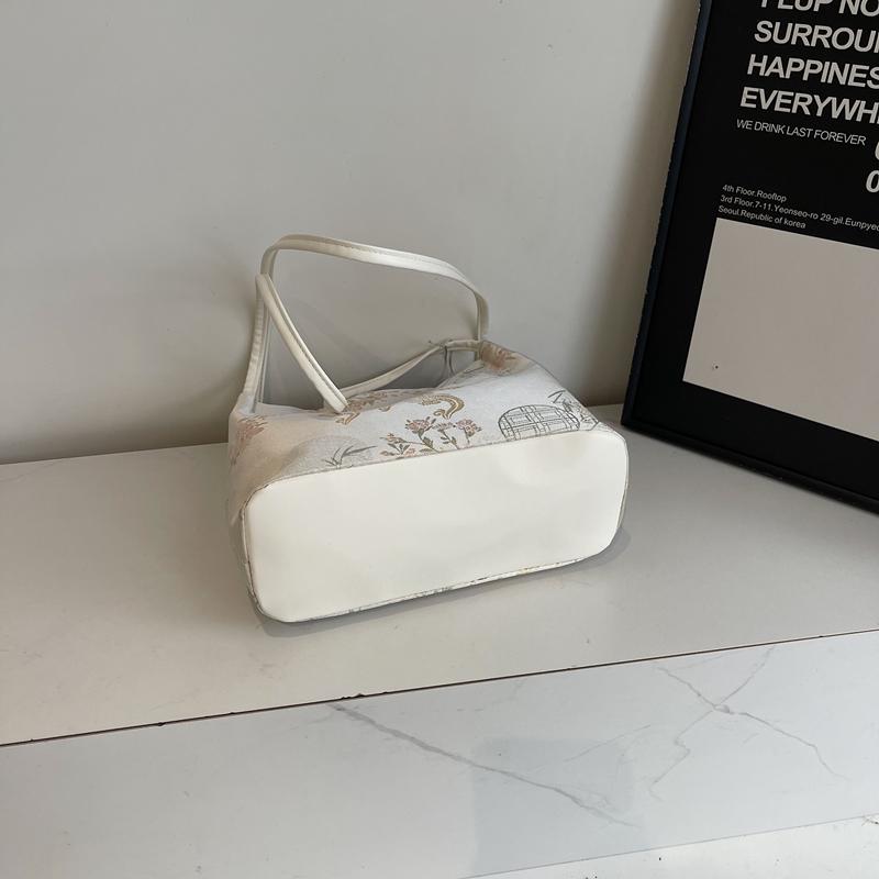 Embroidery Shoulder Bag Women's Underarm Bag Commuter Tote Bag