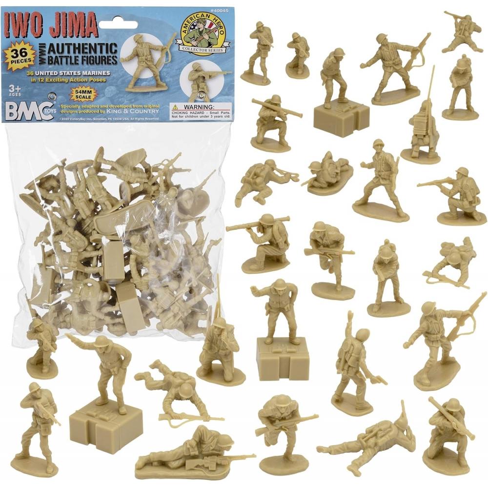 Bmc Ww2 Iwo Jima Us Marine Corps Plastic Army Men   36 American Soldier Figures Beige 40045 Beige