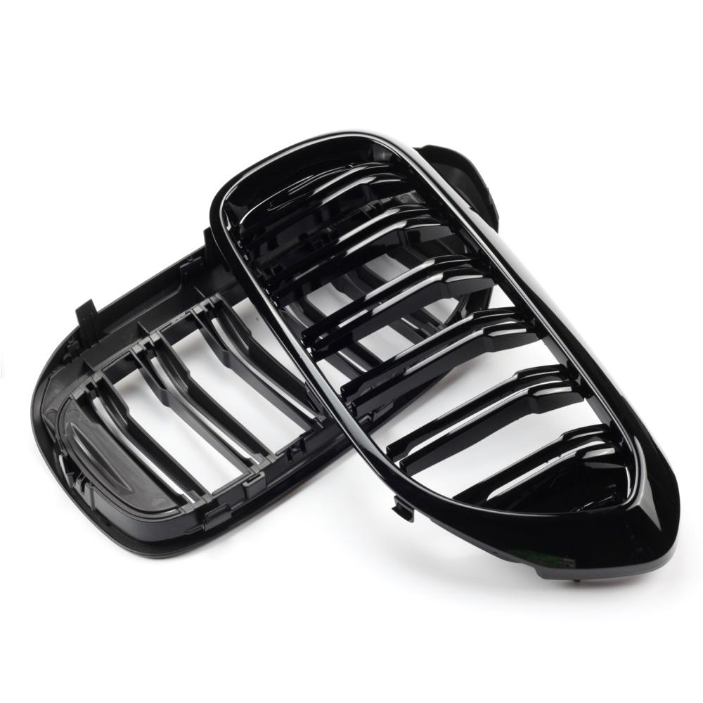 Auto-Frontstoßstangen-Racing-Kühlergrill für BMW 5 Series G30 G31 520i 530i 540i M5 2017-2020 Doppellamellen-Nierengrill Glänzend schwarzer Kühlergrill