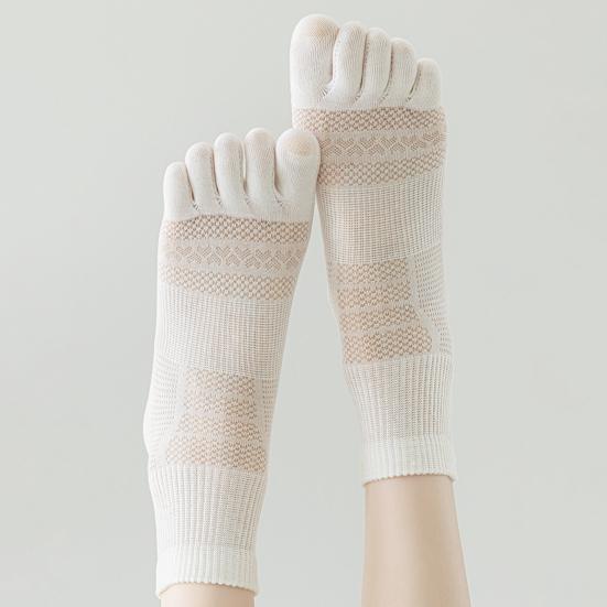 1 Paire Chaussettes Cinq Doigts Femme Ultra-fines Respirantes Absorbantes de Sueur Tube Moyen