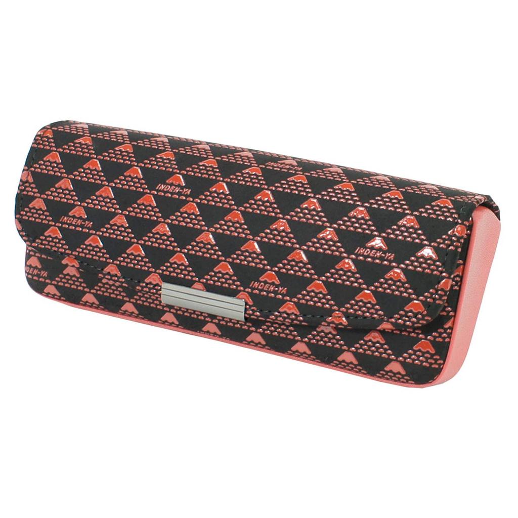 Inden Eyeglass Mount Fuji Black with Red [Inden-ya] Case, Deerskin, Takane, Pattern, Lacquer, 2812-21