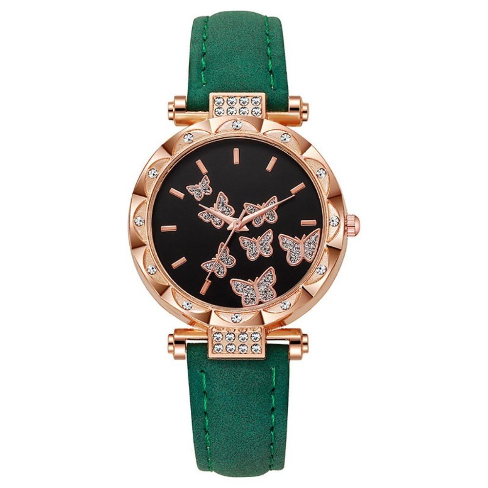 Butterfly Dial Quartz Watch Rhinestone Wristwatches Elegant Women Watches  Women
